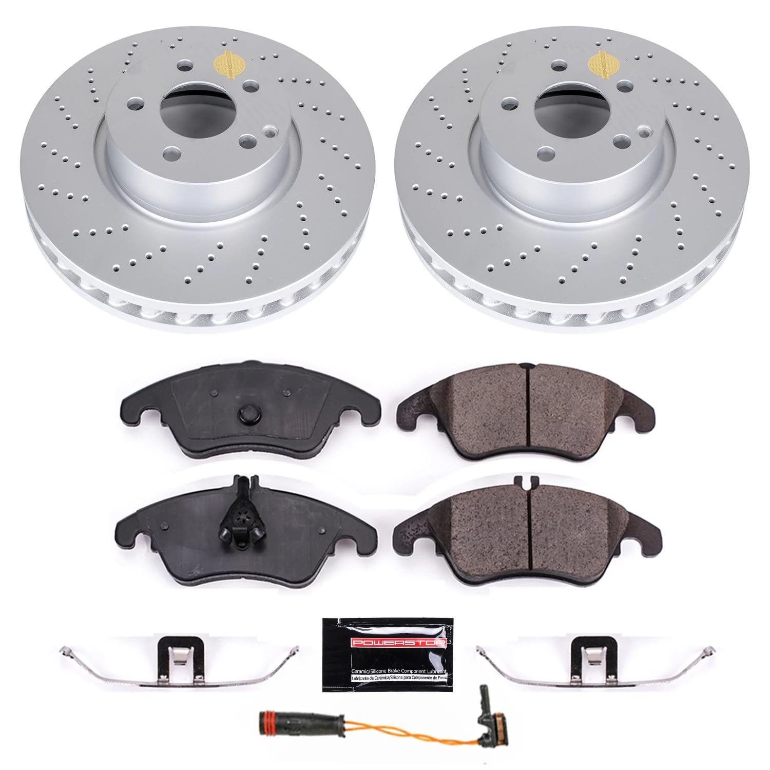 Power Stop Front CRK7496 Geomet Coated Brake Kit For Mercedes-Benz C, Mercedes-Benz C350, Mercedes-Benz E250, Mercedes-Benz E350, Mercedes-Benz E400 [Model Specific]