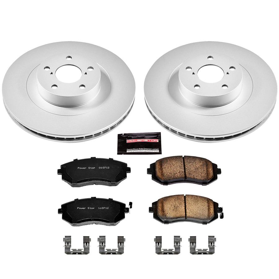Power Stop Coated CRK2373 Brake Rotor & Ceramic Brake Pads- front For Saab 9-2X, Subaru Baja, Subaru Forester, Subaru Impreza, Subaru Legacy, Subaru Outback [Model Specific]