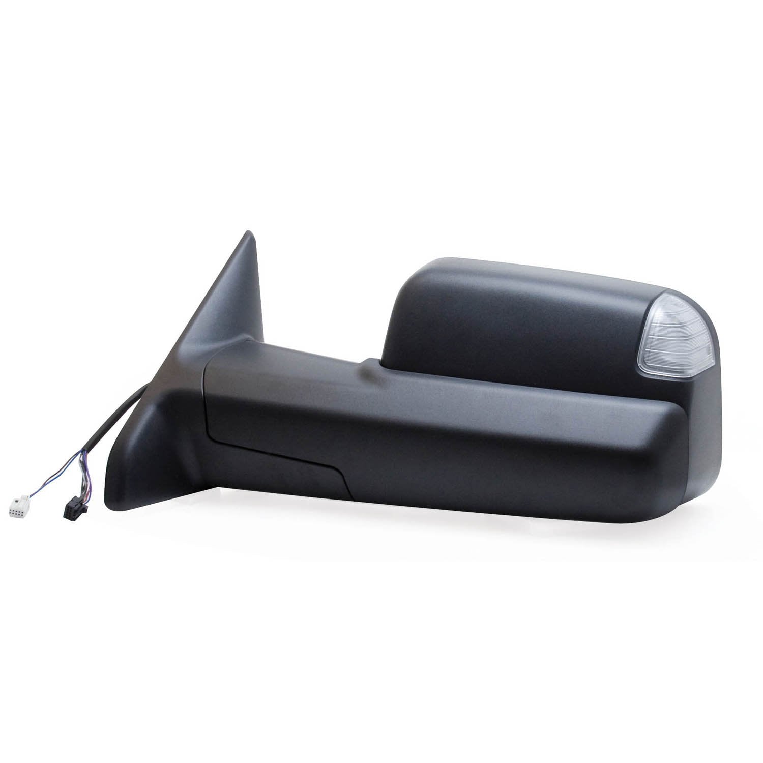 K Source Towing Mirror Driver-Side – For 2009-2012 Ram Pick-Up 1500, 2500, 3500, Textured black, Turn signal, Puddle lamp, Flip-out-head, Dual lens, Foldaway