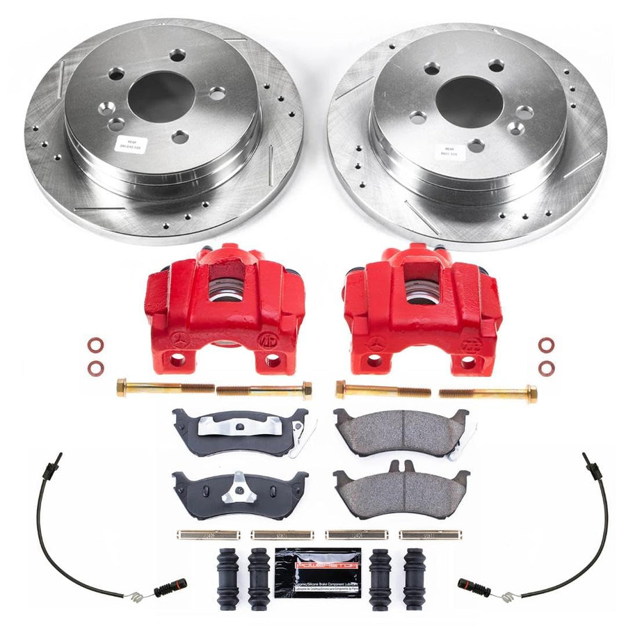 Power Stop Z23 Rear Brake Caliper Kit-Drilled/Slotted Rotors, Carbon Ceramic Brake Pads, Calipers For Mercedes-Benz ML320, Mercedes-Benz ML350, Mercedes-Benz M [Model Specific]