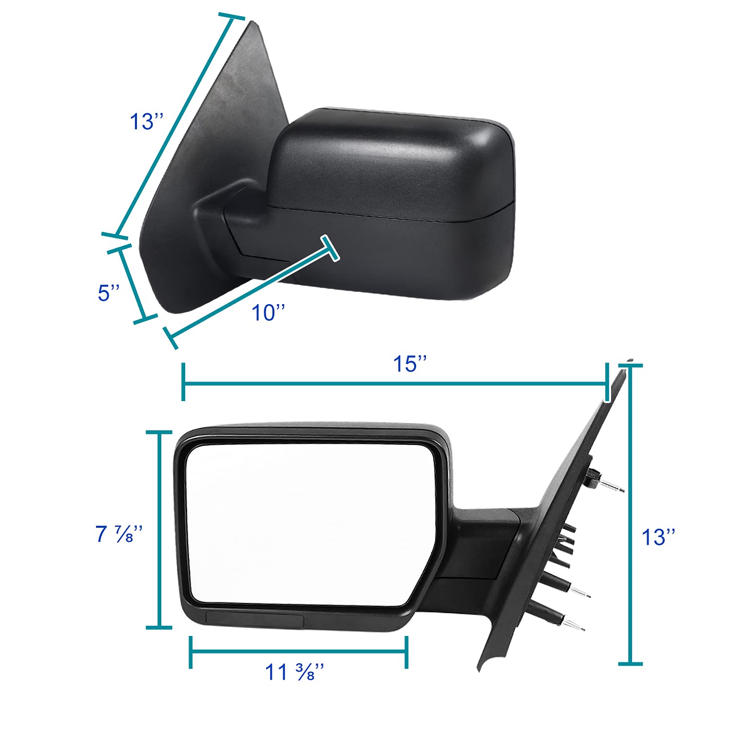 Spec-D Tuning Manual Fold Left Driver Side Non Heated Side Mirror Compatible with 2004-2014 Ford F150 F-150 Truck