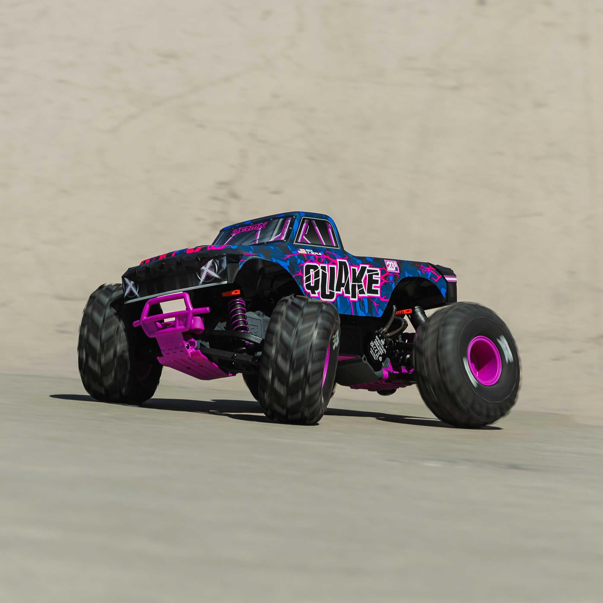 ARRMA 1/10 Quake 223S RC Truck 2WD RTR (Battery and Charger Not Included) Brushless Monster Truck, Purple, ARA3537T3
