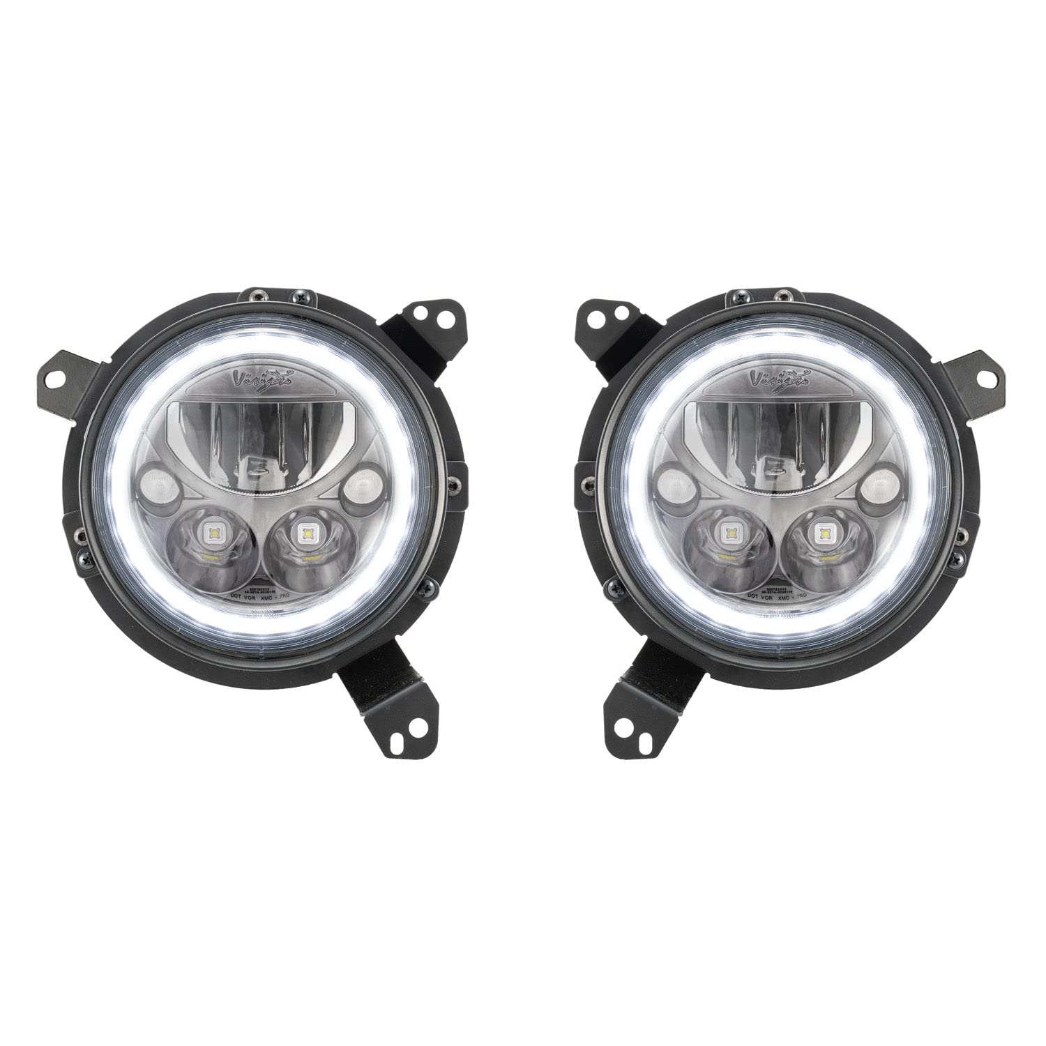 Vision X Lighting Headlight XIL-7RDBKITJL, Black Chrome w/White Halo (Compatible with 2018+ Jeep JL/JT)