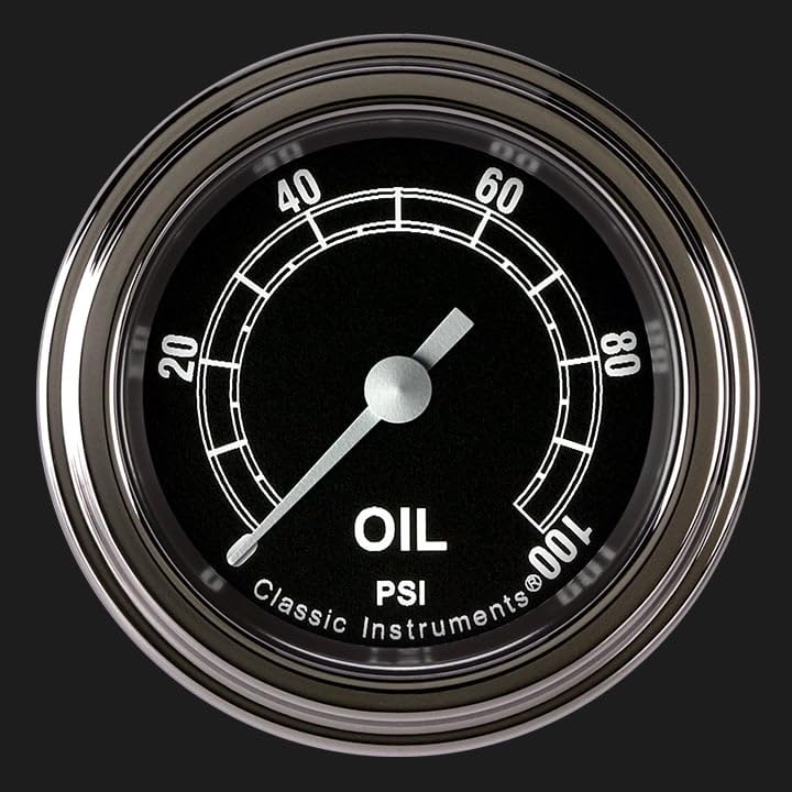 TR181SLF Classic Instruments Traditional 2-1/8" Oil Pressure Gauge 100 PSI Electric