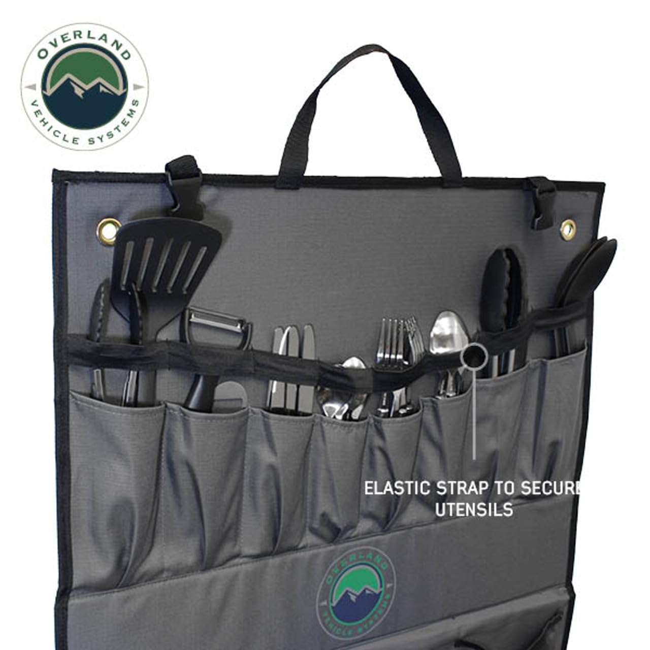 Overland Kitchen Kit - Overland Vehicle Systems - 24 Piece Cooking and Utensil Kit, Hanging Carrying Case - Premium Polycotton Ripstop Material - for Camping, Picnics, and Outdoor Adventures