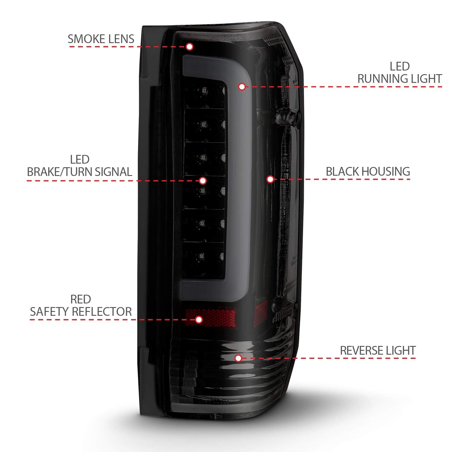 1987-1996 Ford F-150 ANZO (311351) LED Taillights Black Housing Smoke Lens (Pair)
