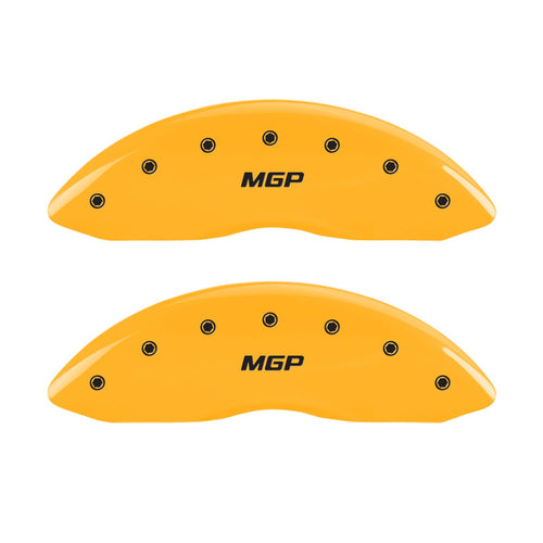 Caliper Covers MGP 42003SMGPYL Yellow (Set of 4, Engraved Front and Rear: MGP, Yellow powder coat finish, black characters)