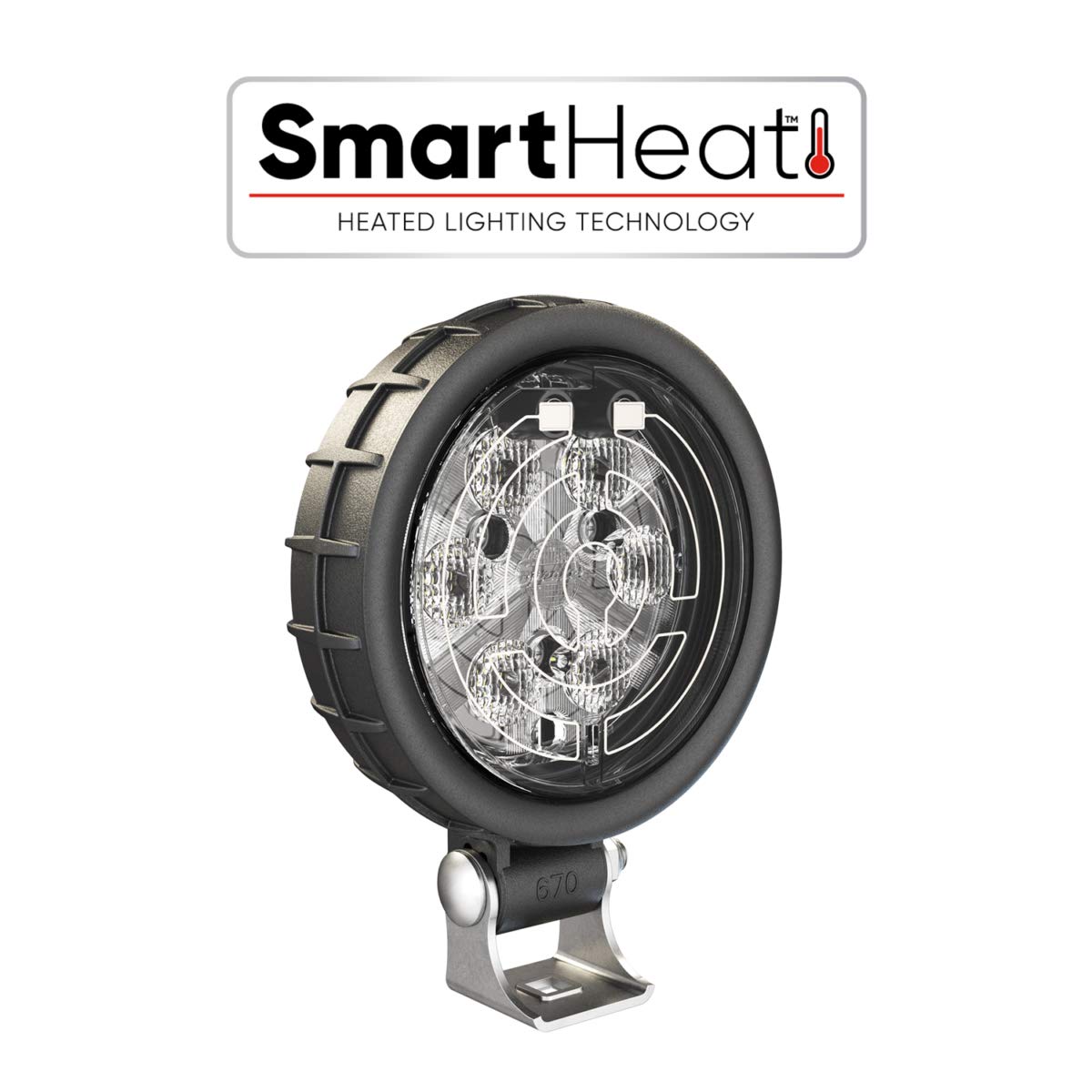 Model 670XD JW Speaker 1403471 Heated LED Work Light Flood Beam Pattern 12-24V