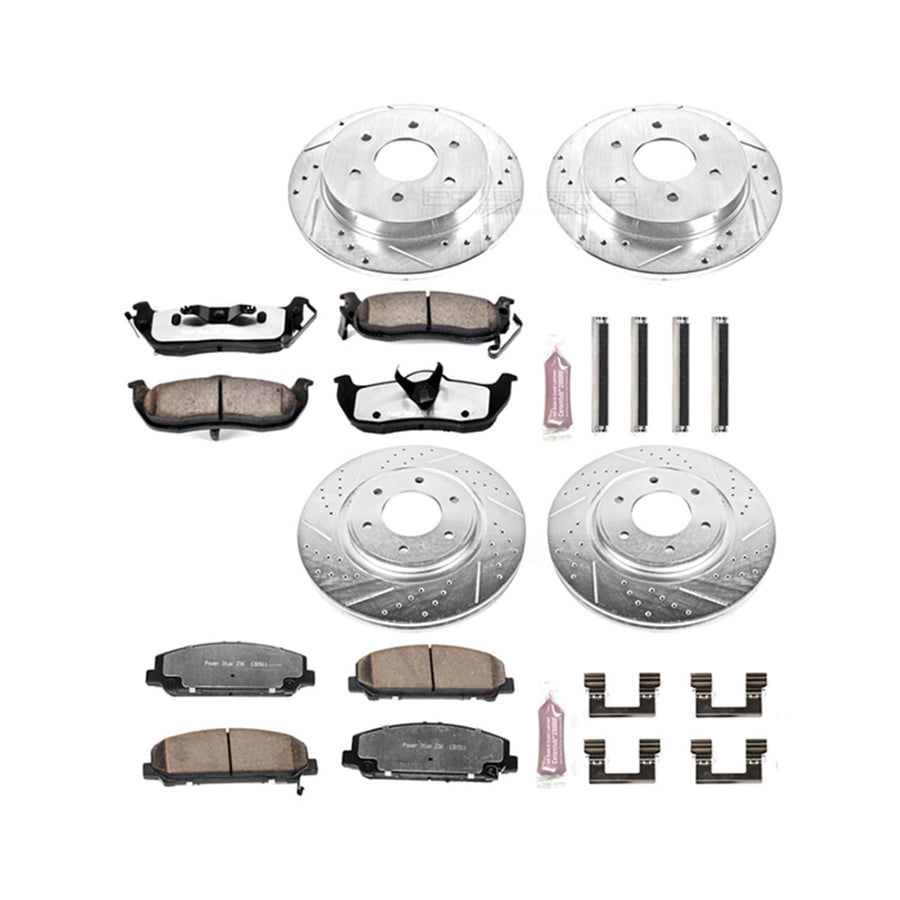 Power Stop Brake Kit Front and Rear For 2008 2009 2010 Infiniti QX56 - Truck & Tow Carbon Fiber Ceramic Pads & Drilled & Slotted Rotors Replacement, K2805-36