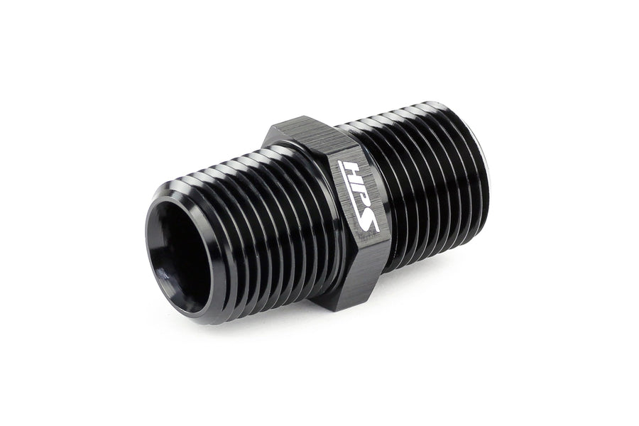 HPS AN911-08 NPT Male To NPT Male Union Coupler Adapte Fitting, Aluminum, Size: 3/8 NPT, Angle: Straight, Black