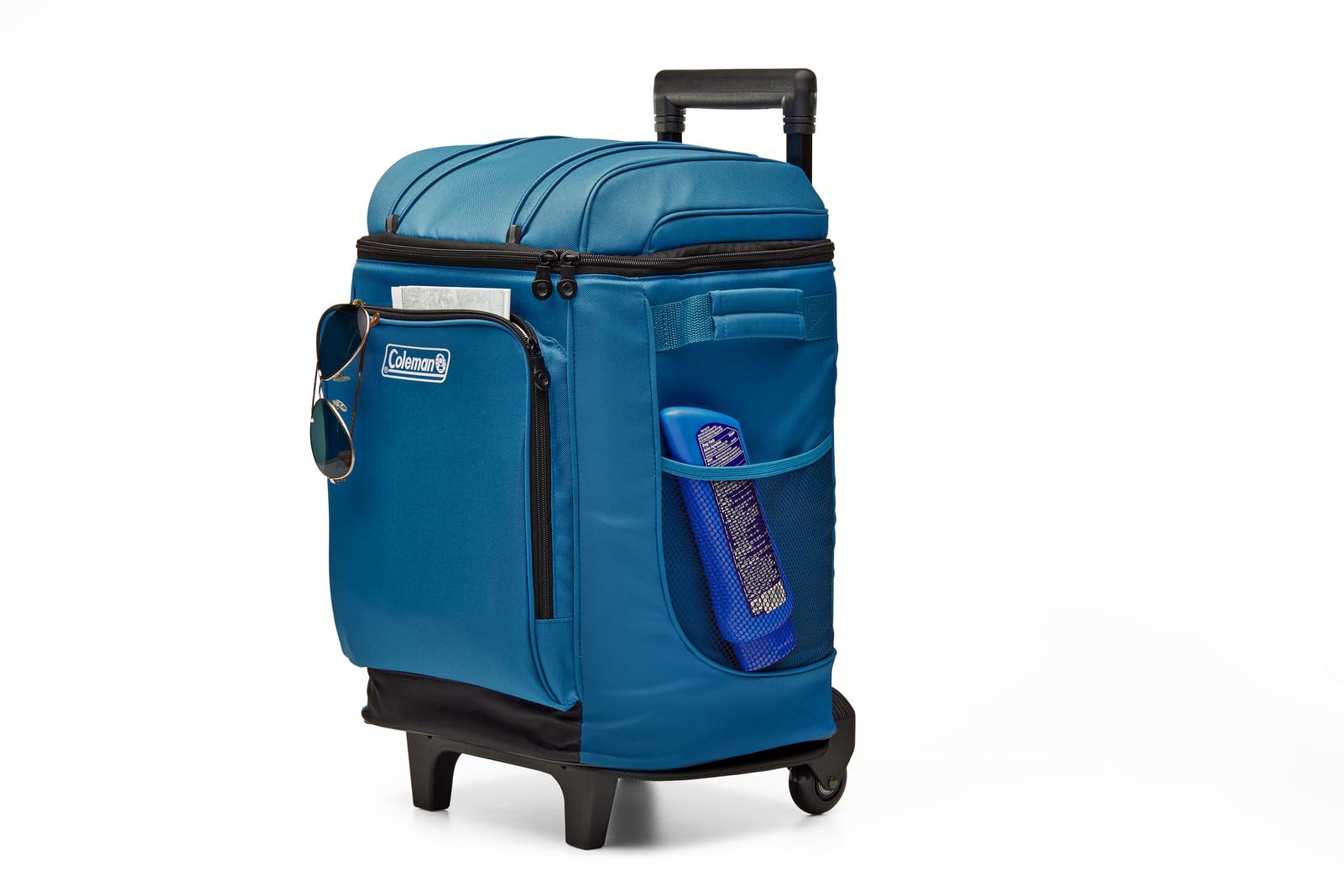 42-Can Coleman Soft Rolling Cooler with Wheels, Leak-Proof Portable Insulated Chiller with 12+ Hour Ice Retention, Made with Recycled Materials