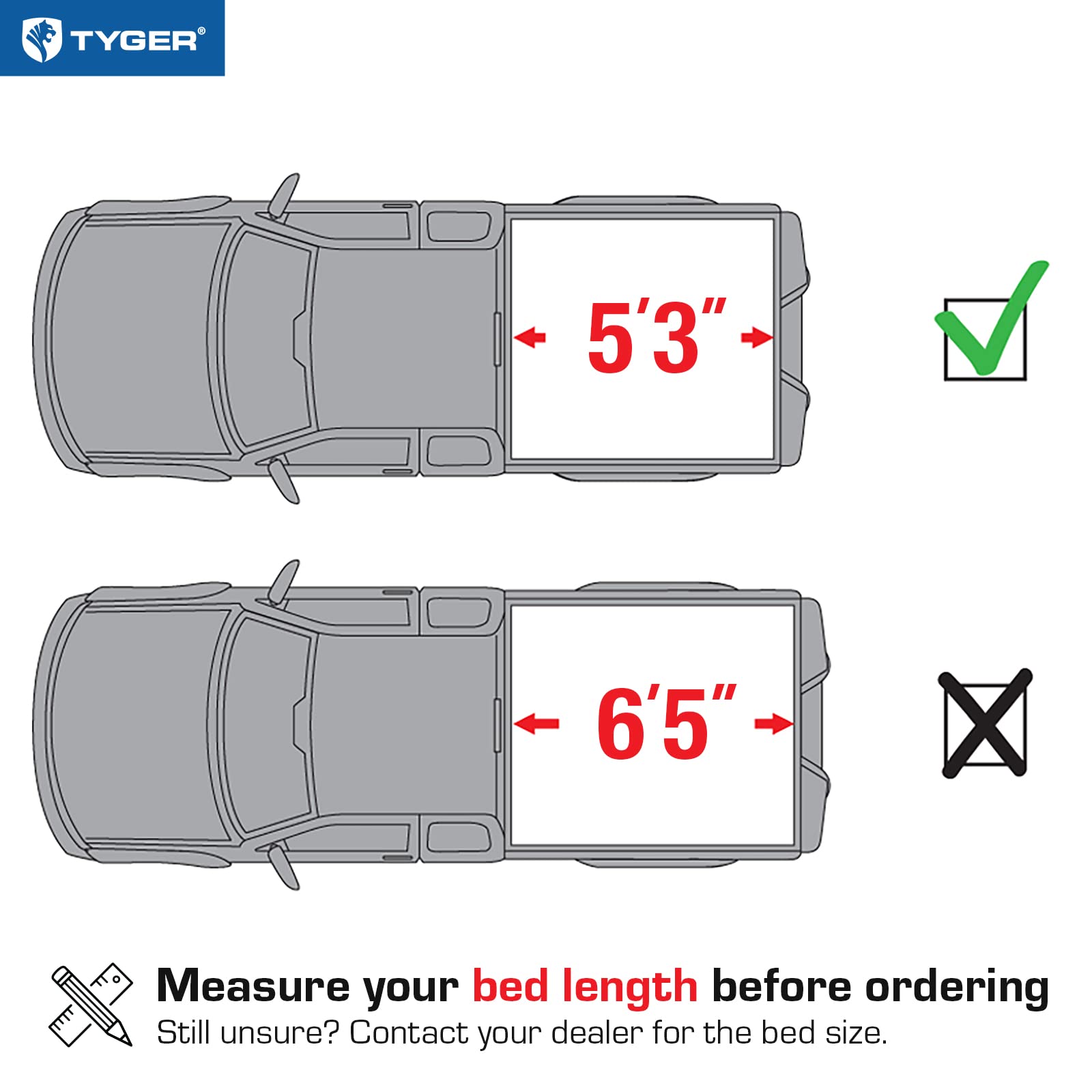 Tyger Auto T3 Tri-Fold Tonneau Cover TG-BC3D1013 Works with 2005-2011 Dodge Dakota 2006-2008 Mitsubishi Raider | Fleetside 5.3' Bed | Fit Models Without Utility Track System, Black