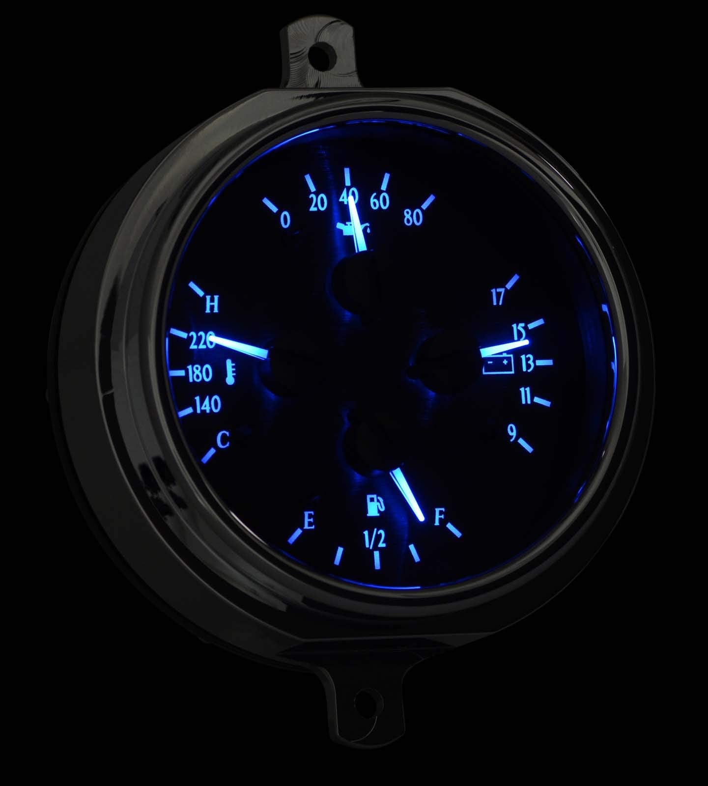 Dakota Digital VHX-51F-PU-S-B Gauge System Compatible with 1951-52 Ford Pickup Truck Silver Alloy Blue Backlighting