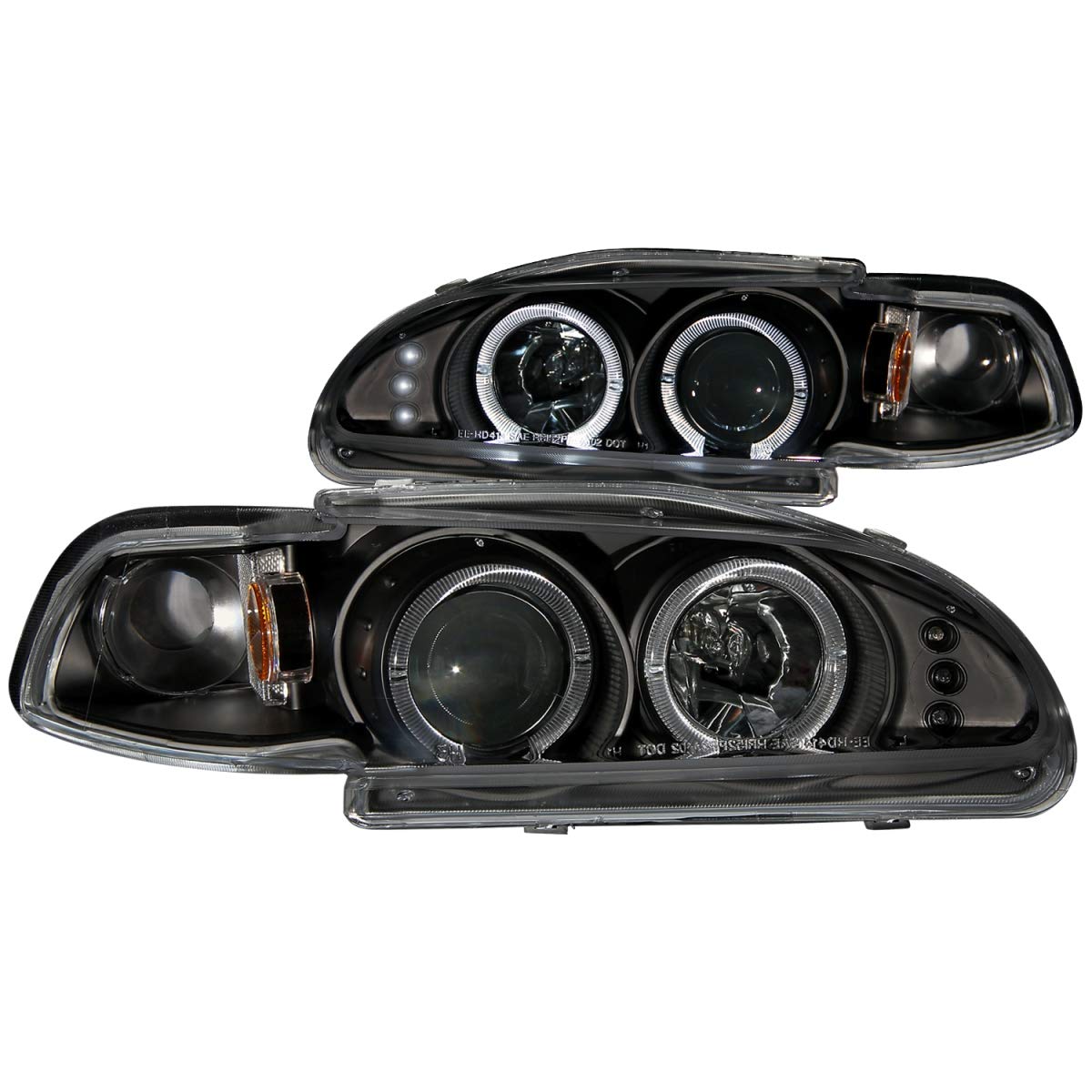 Projector Halo Headlight AnzoUSA 121320 Black for Honda Civic - (Sold in Pairs)