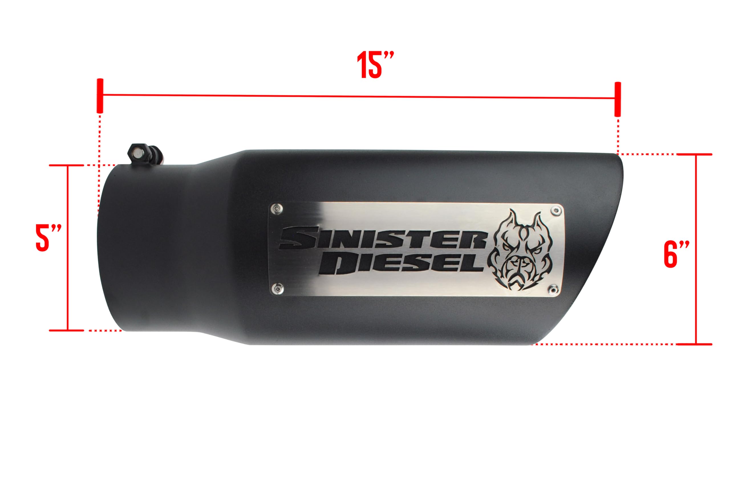 Dual Wall Sinister Diesel Exhaust Tip W/Angle Cut 5" to 6" Black