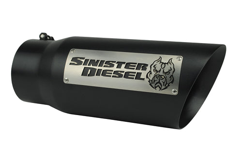Dual Wall Sinister Diesel Exhaust Tip W/Angle Cut 5" to 6" Black