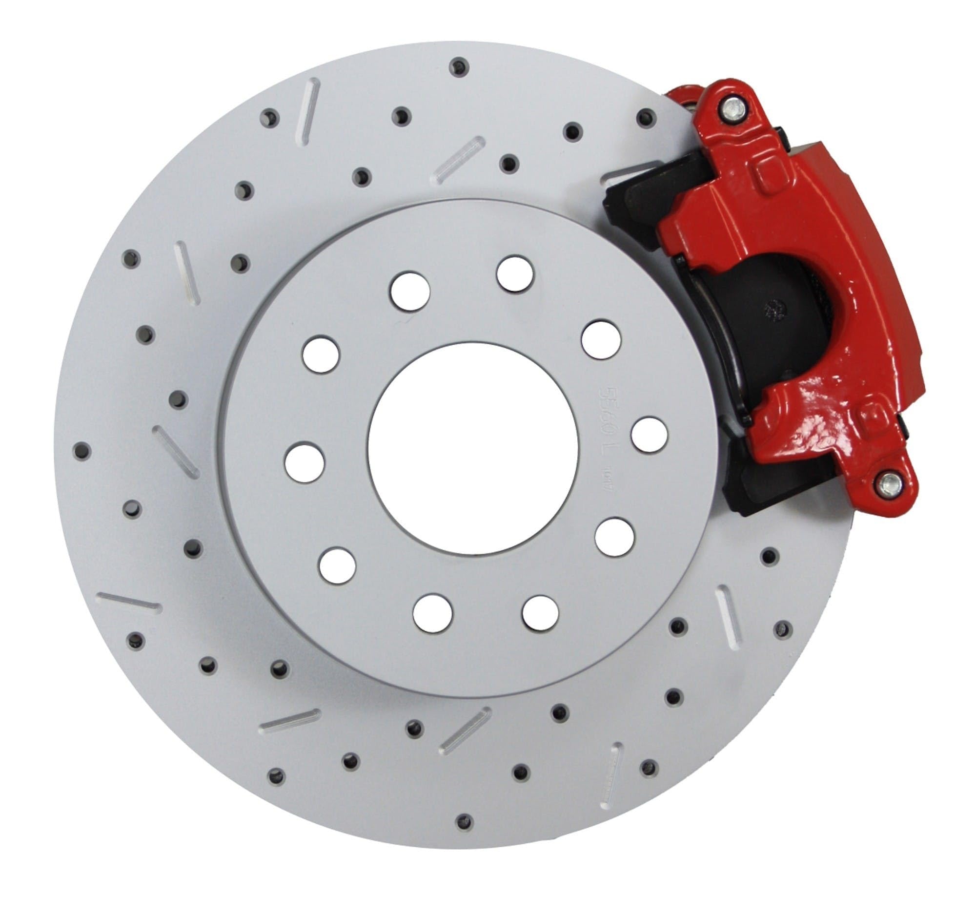 Rear Disc Brake Conversion Kit Leed Brakes - Gm 10 Bolt Axles With 3 Bolt Flange - Red Calipers And Maxgrip Xds