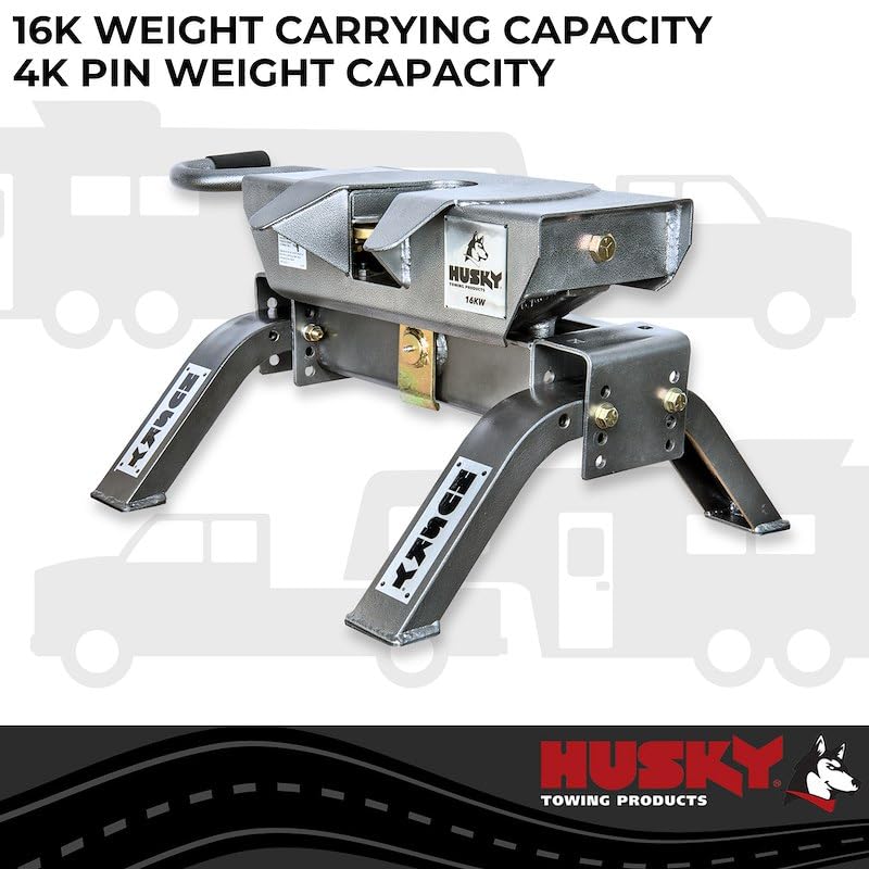 Husky Towing Fifth Wheel Trailer Hitch 33231P Fits Ford F-250 Super Duty 1999-2026 W Series Includes Fifth Wheel Head with Wrap Around Jaw/Head Support and Legs