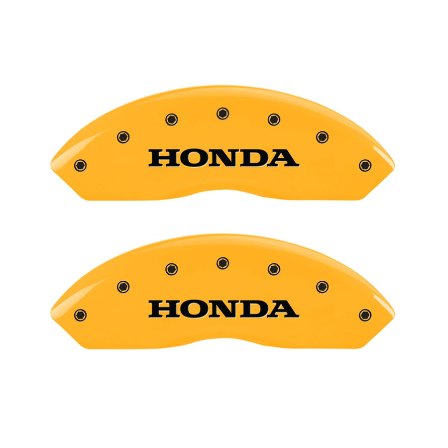 Caliper Covers MGP 20199SHOHYL Yellow Engraved Front/Rear Set of 4 (Honda)