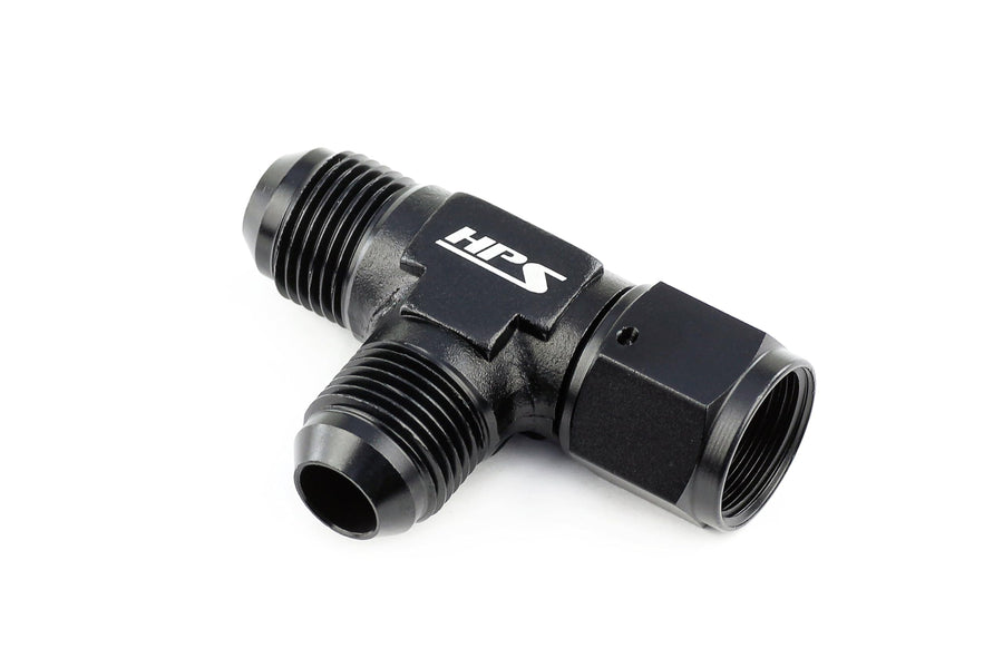 AN Tee Adapter Fitting HPS AN9261-4, Aluminum, Size: AN-4, Black with female on side