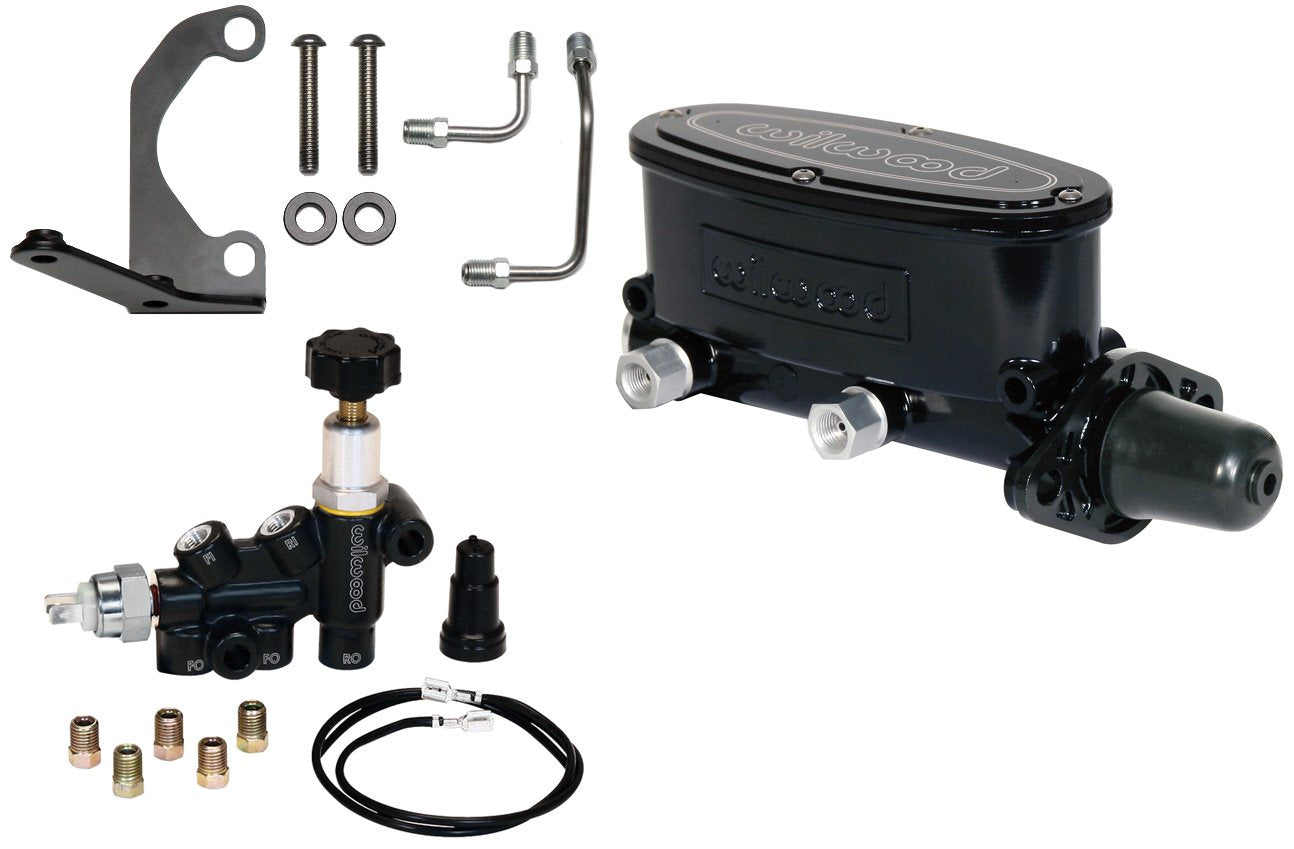 Aluminium Tandem Master Cylinder Kit Wilwood 261-13269-BK (w/Brkt & Prop Valve 1in)