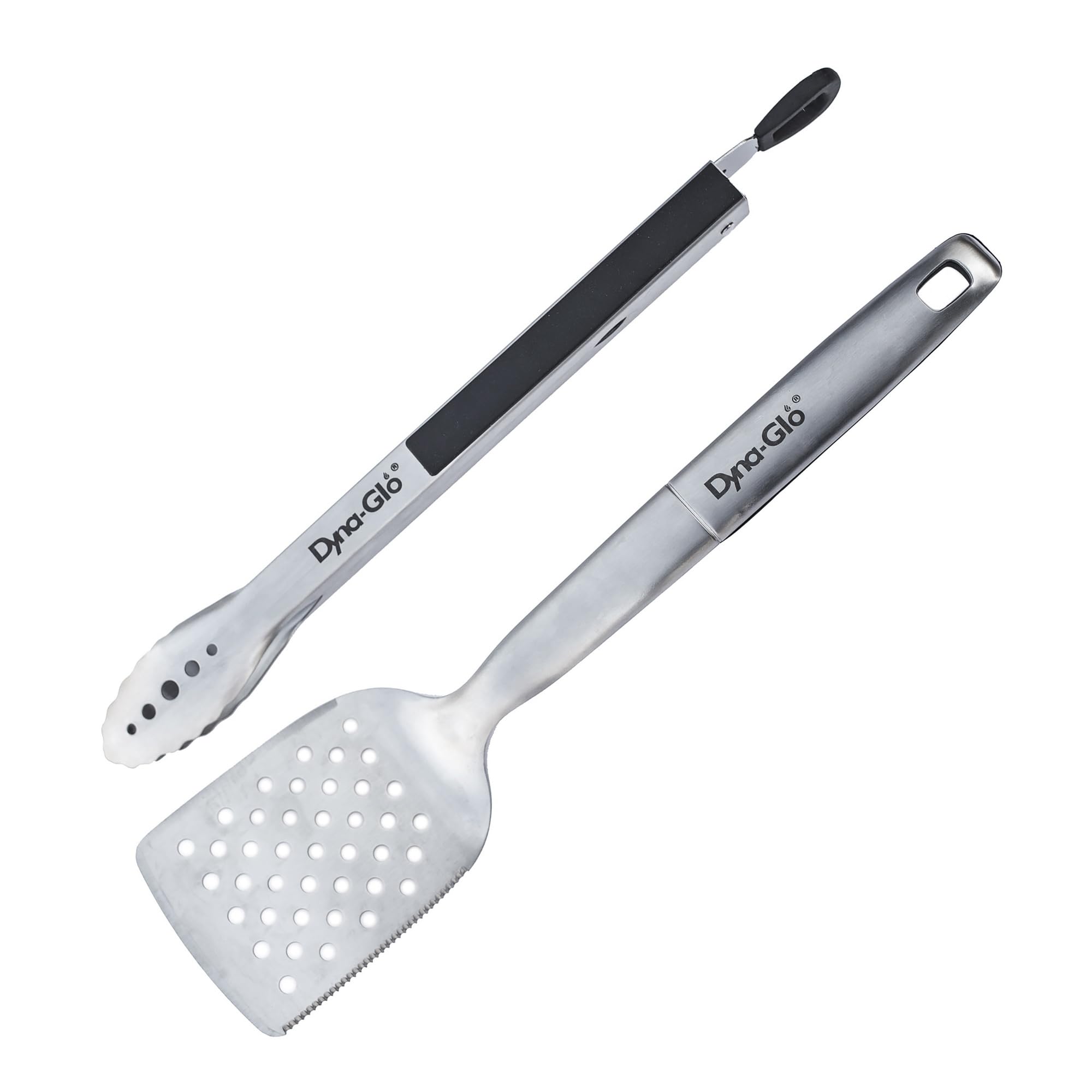 2PC Dyna Glo Stainless Steel Set Spatula and Tongs