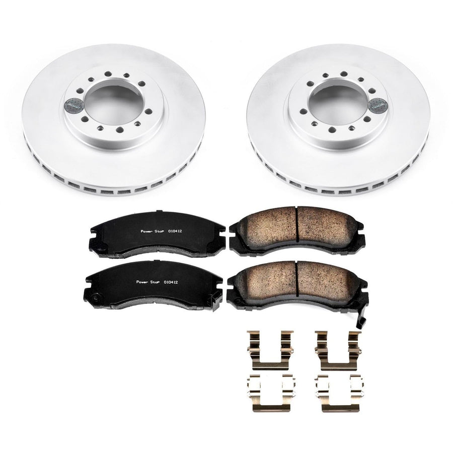 Power Stop CRK4981 Brake Rotor Coated and Ceramic Brake Pads- Front For Mitsubishi Montero 1991-1996, Mitsubishi Montero Sport 1997-2004 [Model Specific]