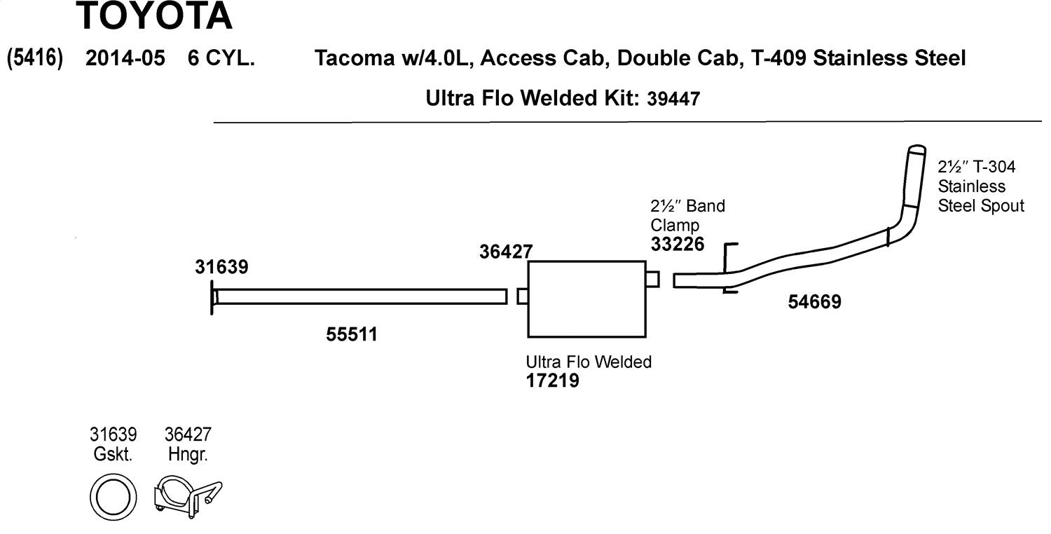 Exhaust Tail Pipe Dynomax 54669 for Toyota Tacoma