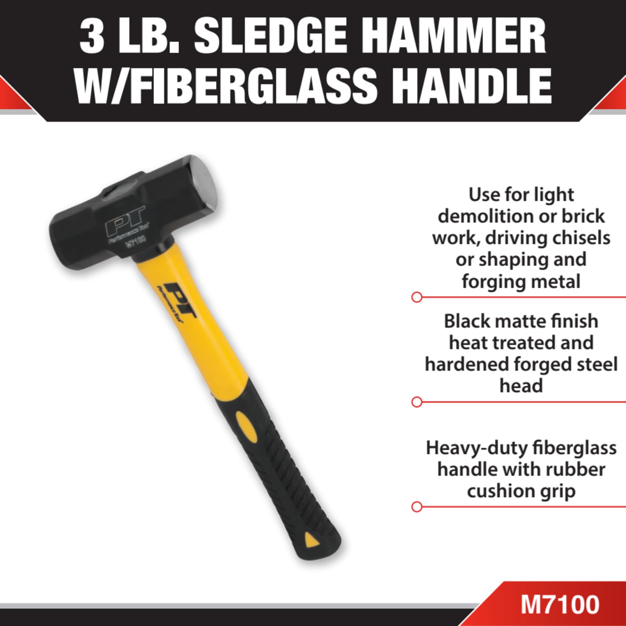M7100 Performance Tool Sledge Hammer, 3-Pound