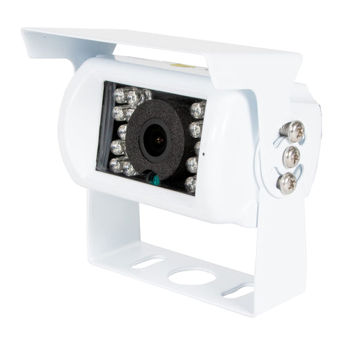 Universal Backup Camera RYDEEN CM-R1000P/W Commercial with CMOS NightVision, 50-feet (18-IR Lights), Waterproof, Metal Housing, Built-in Mic for Sound, for RVs, Delivery Vans, Trucks (White)