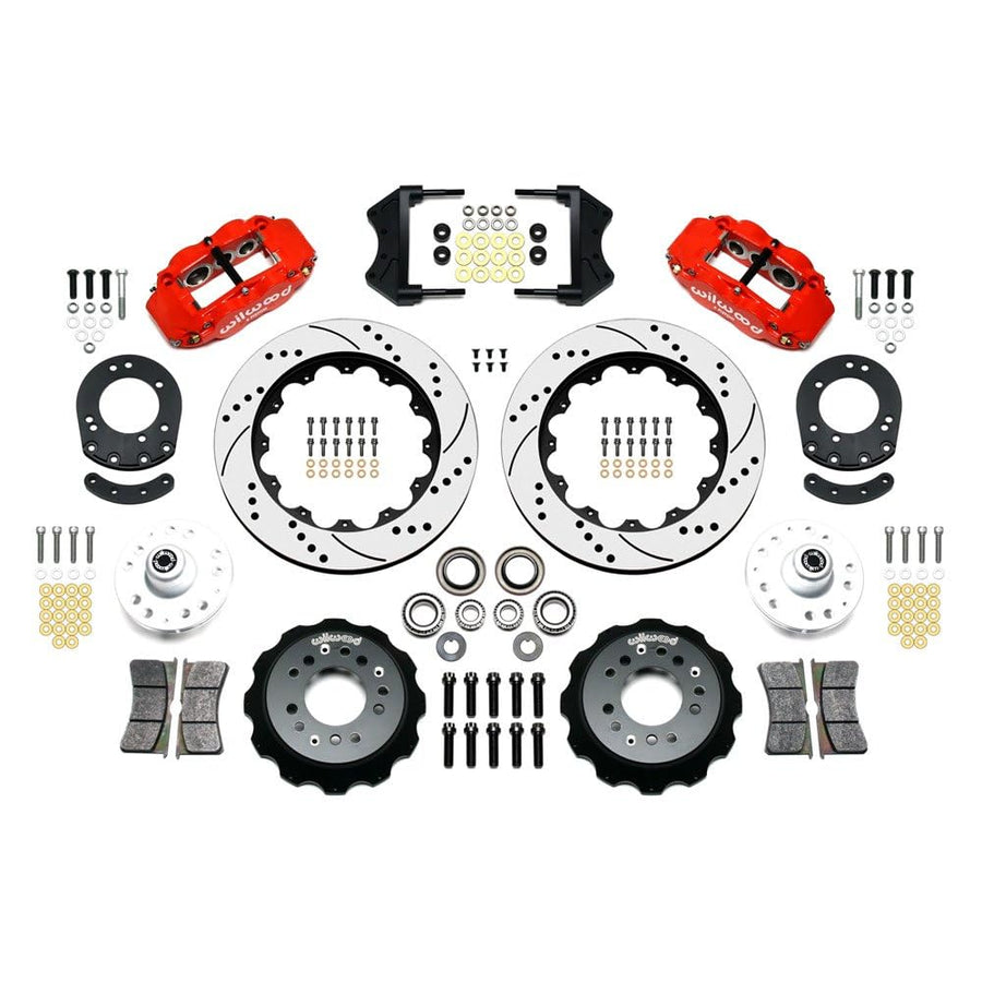 140-12638-DR WILWOOD FNSL6R Front Hub Kit,14.00", Drill, Red 65-69 Mustang, V8 Drum Spindle