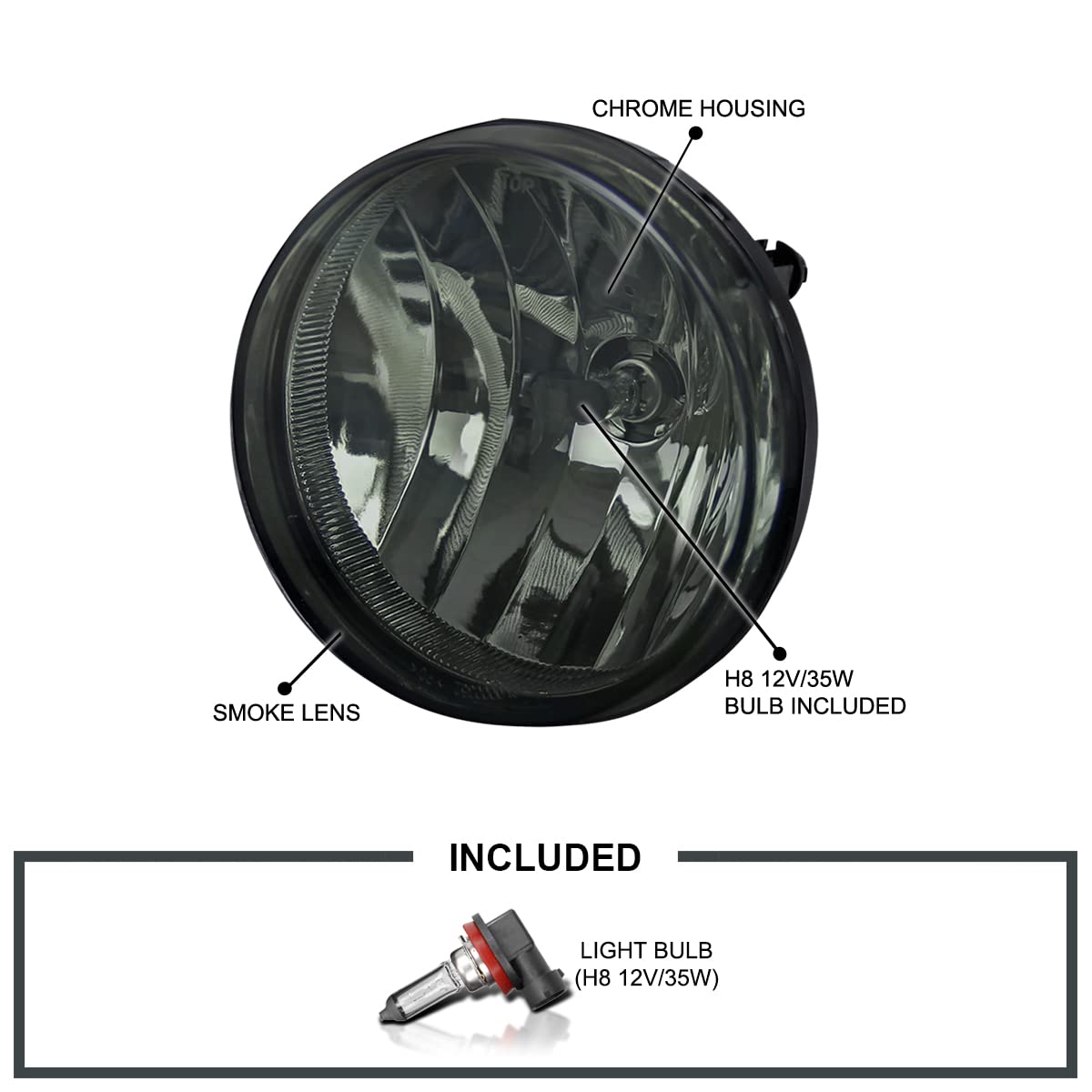 Smoke Lens Fog Lights + H8 Bulbs + Switch Included SPEC-D TUNING Compatible with 2007-2014 GMC Sierra 2500 3500Hd L+R Pair Assembly