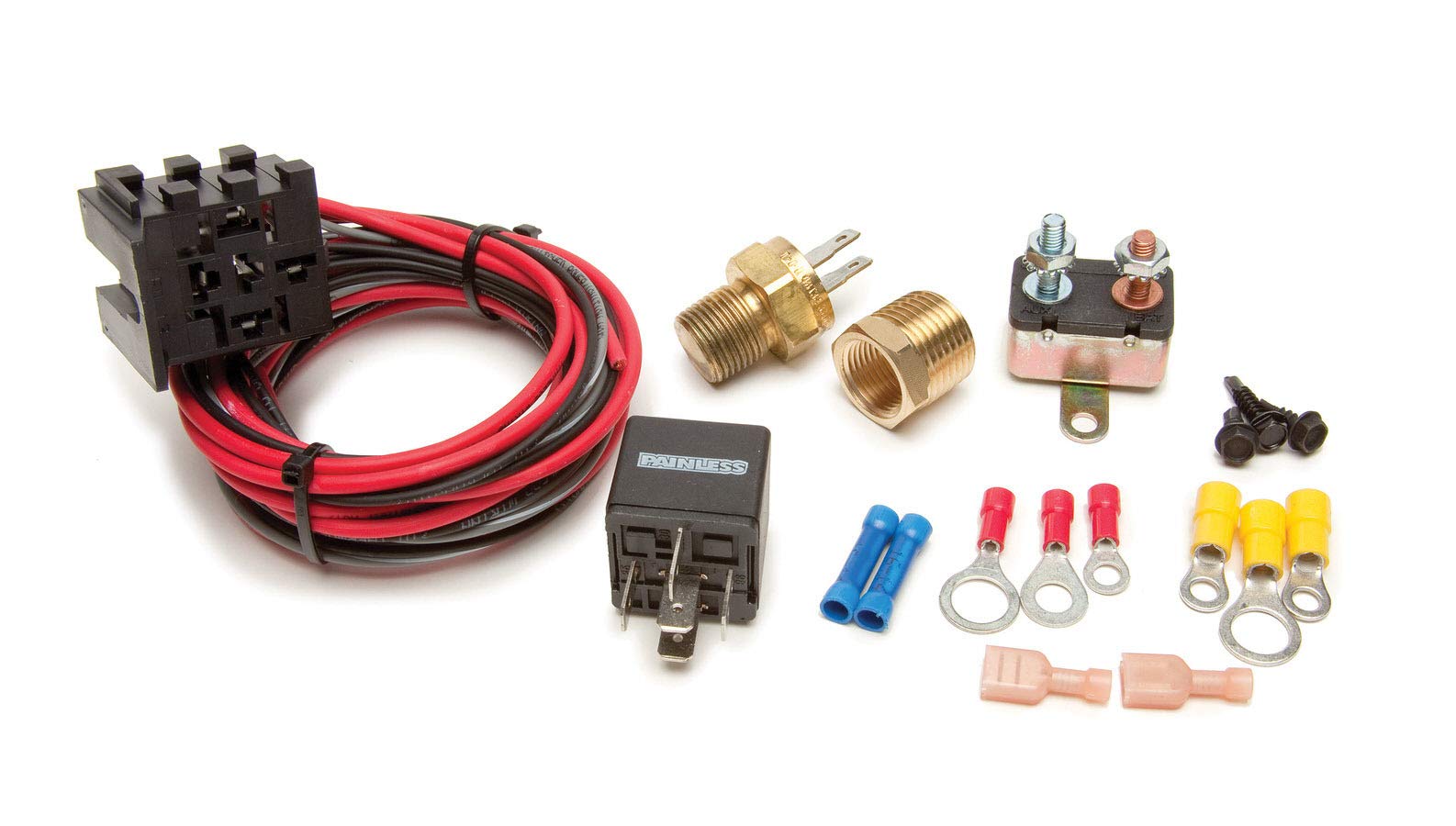 Electric Fan Relay Kit Painless Performance 30102 with Thermostatic Switch (On 195/Off 185)