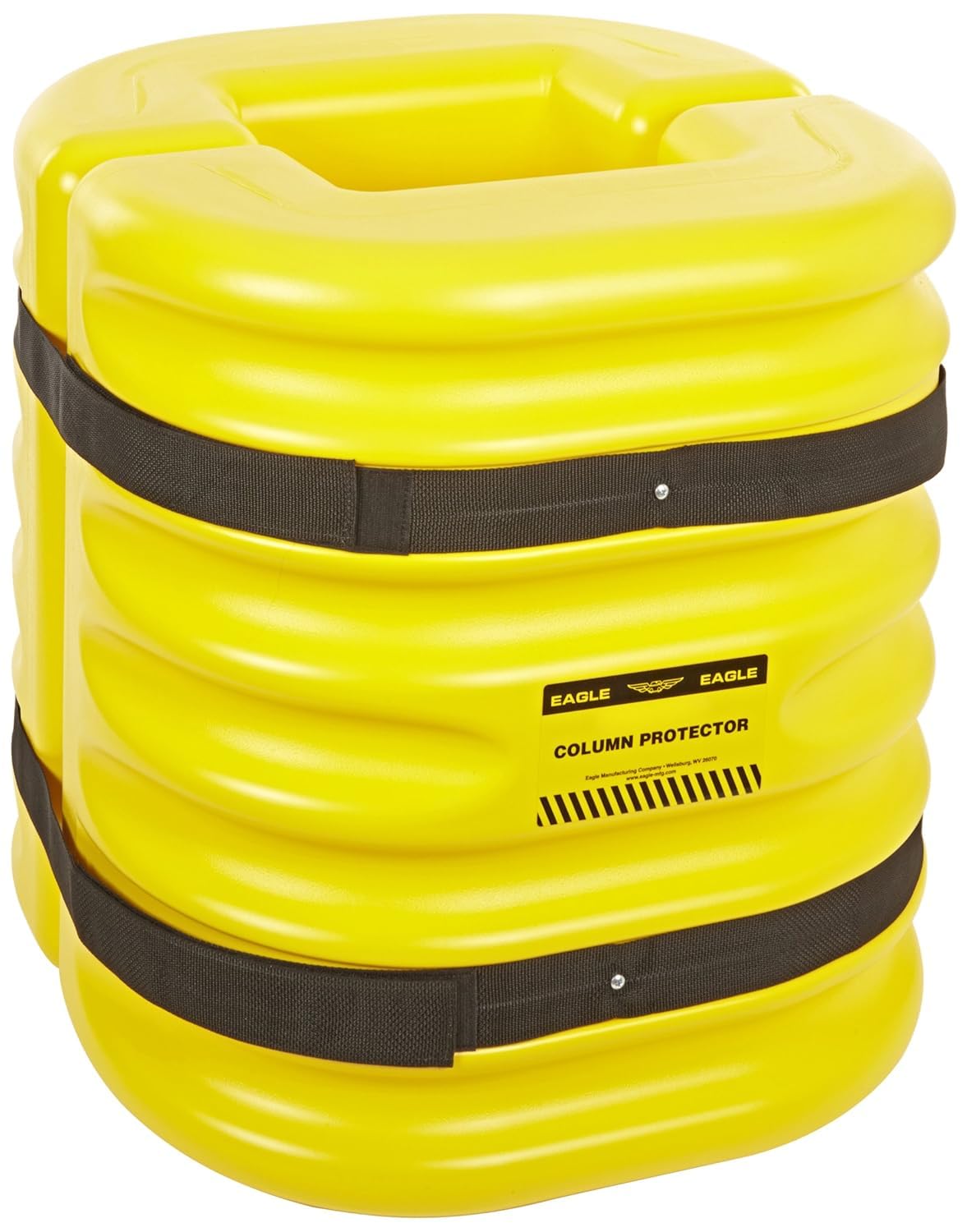 Plastic Eagle Column Protector for 12" Square Column with Interlocking Halves and Easy-Install Straps, 24" x 24" x 24", High-Density Polyethylene (HDPE), Made in The USA, Yellow, 172412