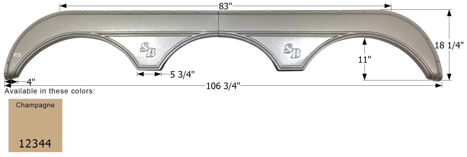 Triple Axle Fender Skirt ICON 12344 FS2344 for Sunnybrook - Champagne