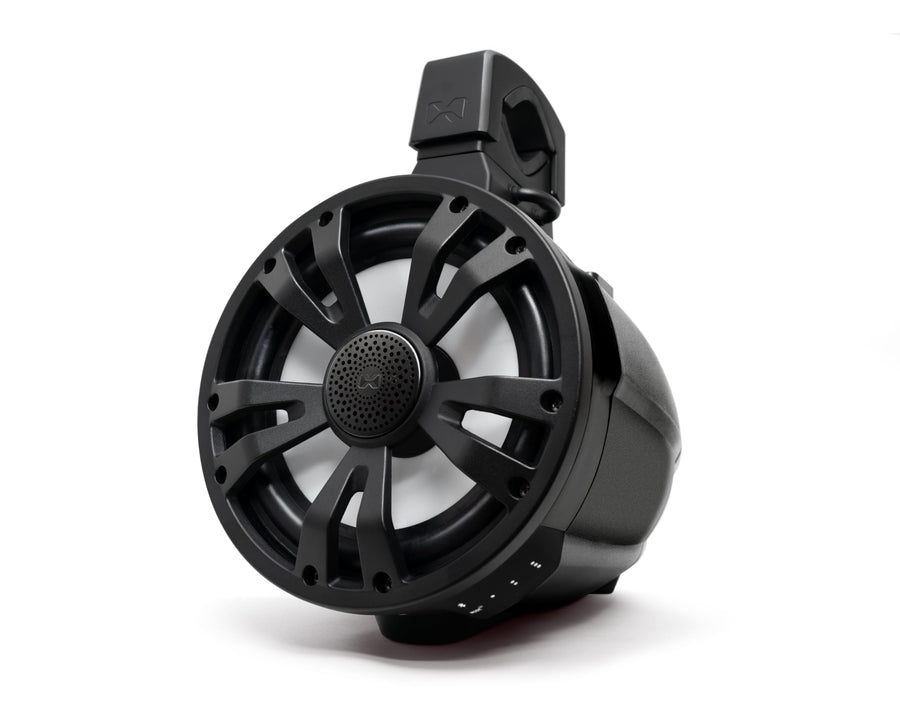 SoundExtreme TB8 8-inch ExtremeTower Powersports Marine Waterproof Sealed 2-Way – 1 Battery-Powered Bluetooth Amplified Speaker + 1 Passive Speaker – Black