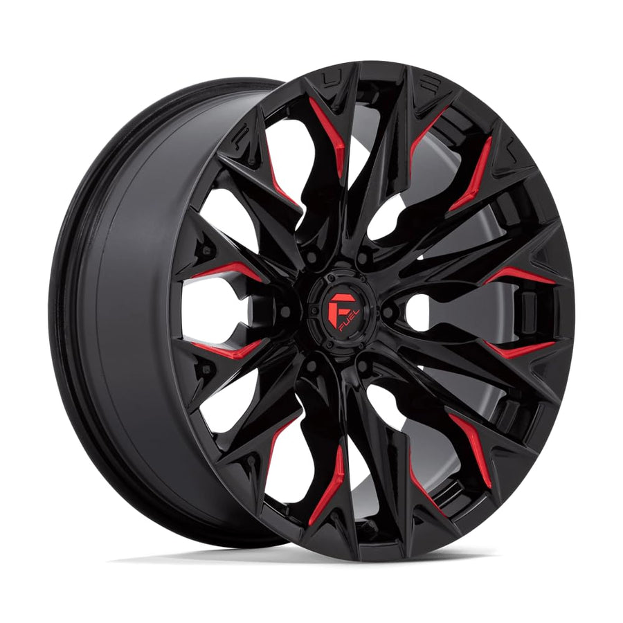FLAME FUEL OFF-ROAD 20X9 6X5.5 5.04 1mm GLOSS BLACK MILLED WITH CANDY RED - D82320908450