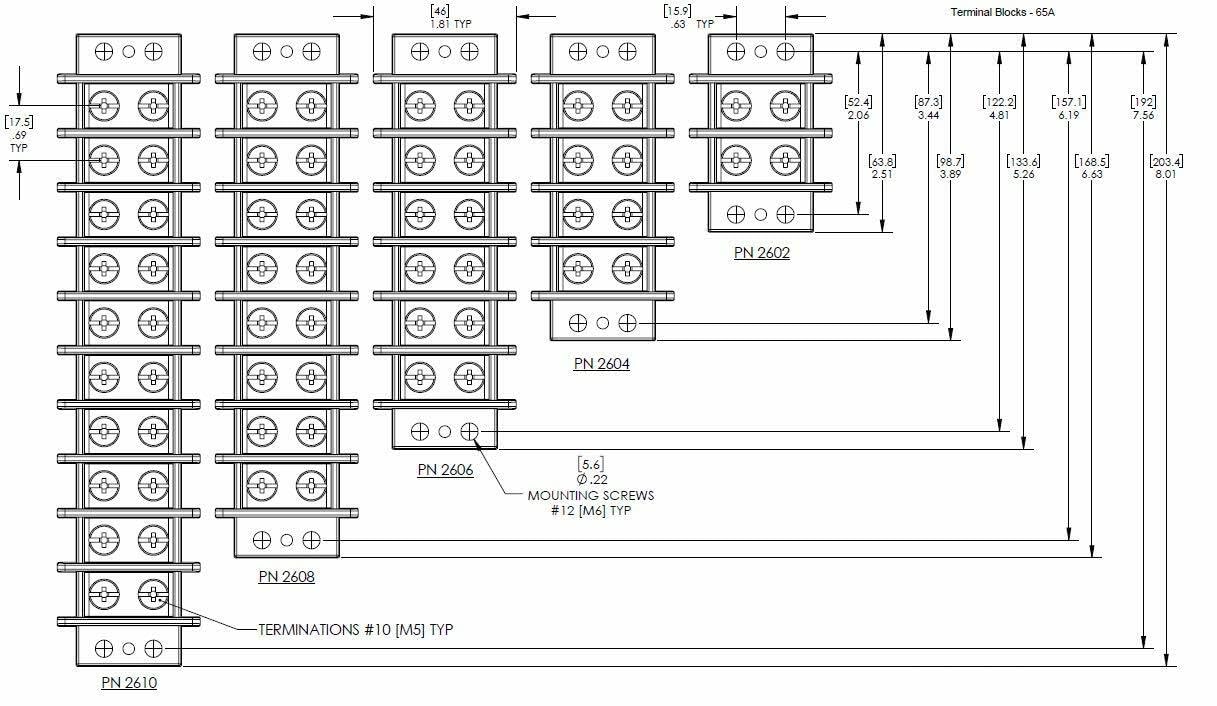 2602 Blue Sea Systems 2 Circuit 65A Terminal Block, Beige