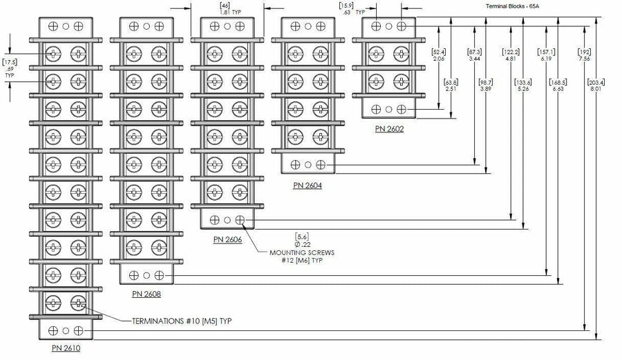 2602 Blue Sea Systems 2 Circuit 65A Terminal Block, Beige
