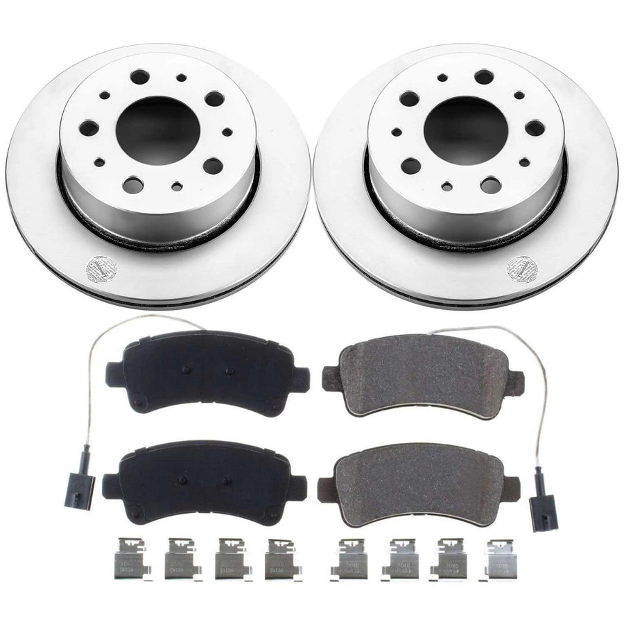 Power Stop Coated Brake Rotor and Ceramic Brake Pads CRK7314- Rear For Ram ProMaster 1500 2015-2021, Ram ProMaster 2500 2016-2021, Ram ProMaster 3500 2016-2021 [Model Specific]