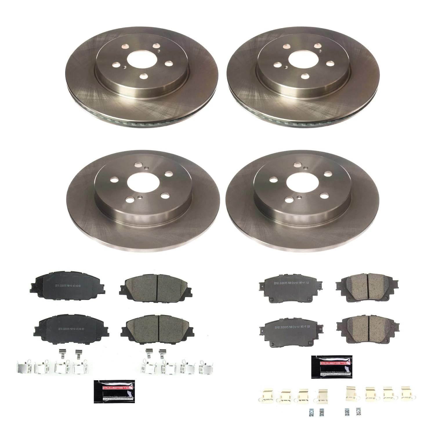 Power Stop KOE8362 Front and Rear Brake Kit-OE Brake Rotors & Ceramic Brake Pads For Toyota Corolla 2019-2022 [Model Specific]