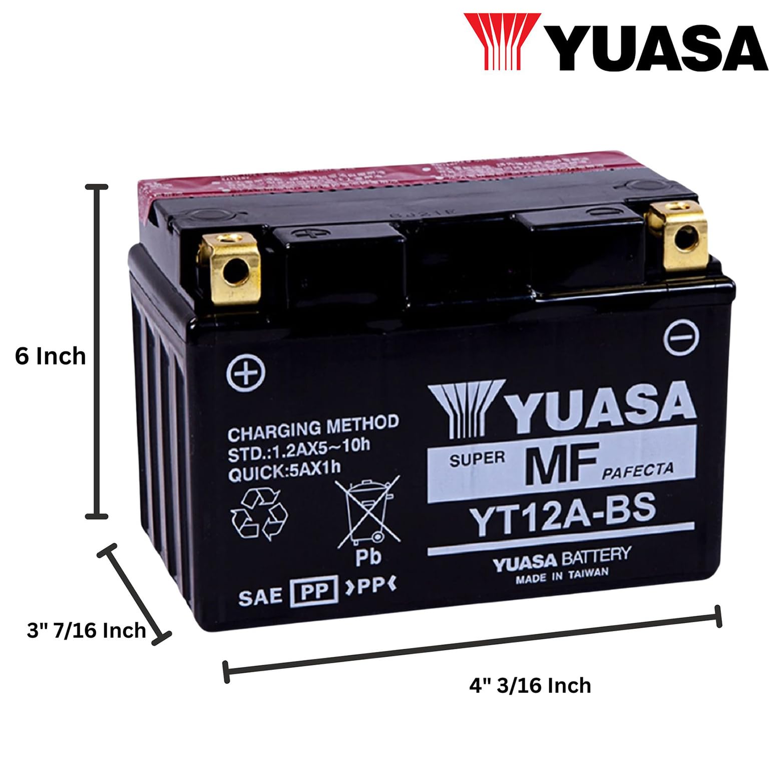 YT12A-BS Yuasa YUAM32ABS Battery, Multi-Colored