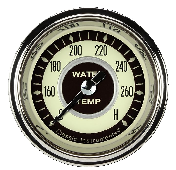Nostalgia Classic Instruments NT126SHC-02 2-1/8" Water Temperature Gauge Full Sweep 1/8"