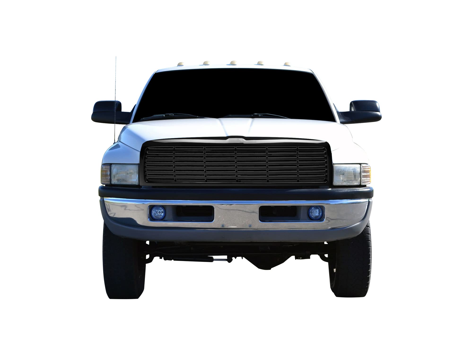 Horizontal Front Hood Grille Armordillo USA 7168404 - Gloss Black Fits 1994-2001 Dodge Ram 1500