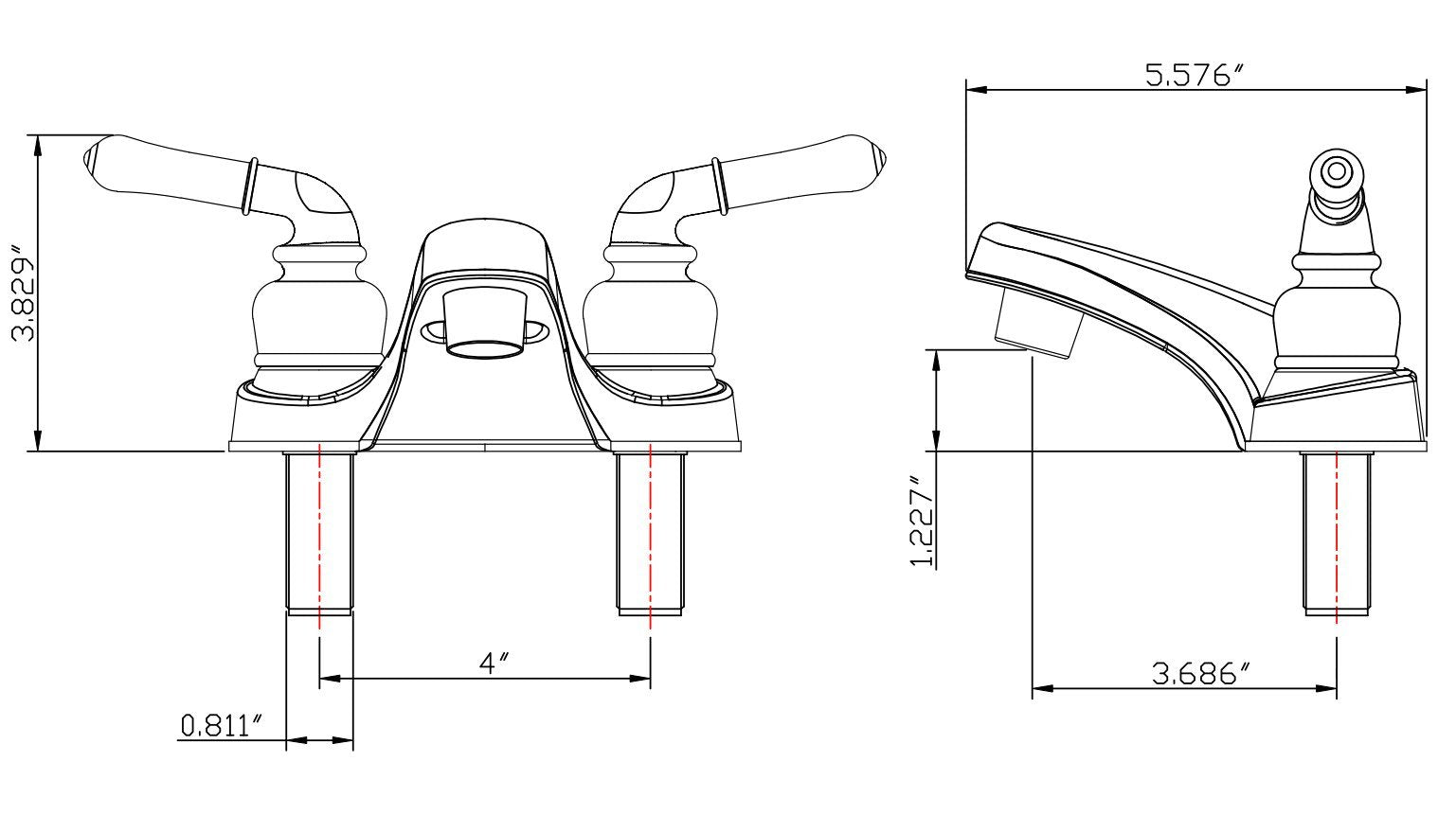 Dura Faucet RV DF-PL700C-SN Bathroom 2-Hole Faucet with Classic 2-Handles (Brushed Satin Nickel)