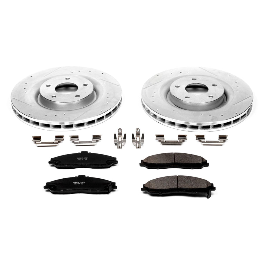 Power Stop K5158 Z23 Carbon Fiber Brake Pads with Drilled & Slotted Brake Rotors Kit For Cadillac XLR 2006-2009, Chevrolet Corvette 2005-2013 [Model Specific]