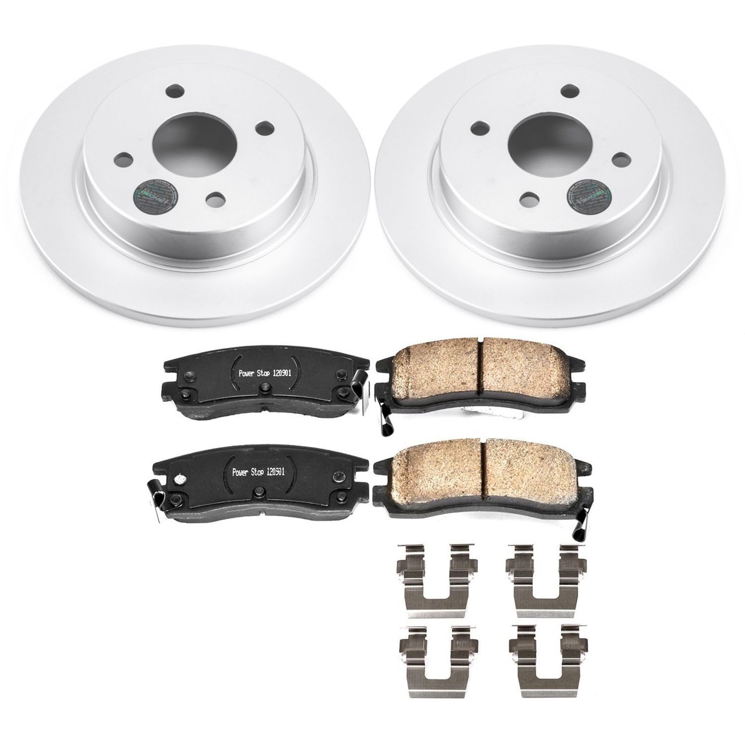 Power Stop Rear Coated Brake Rotors and Z17 Ceramic Brake Pads Kit CRK5133