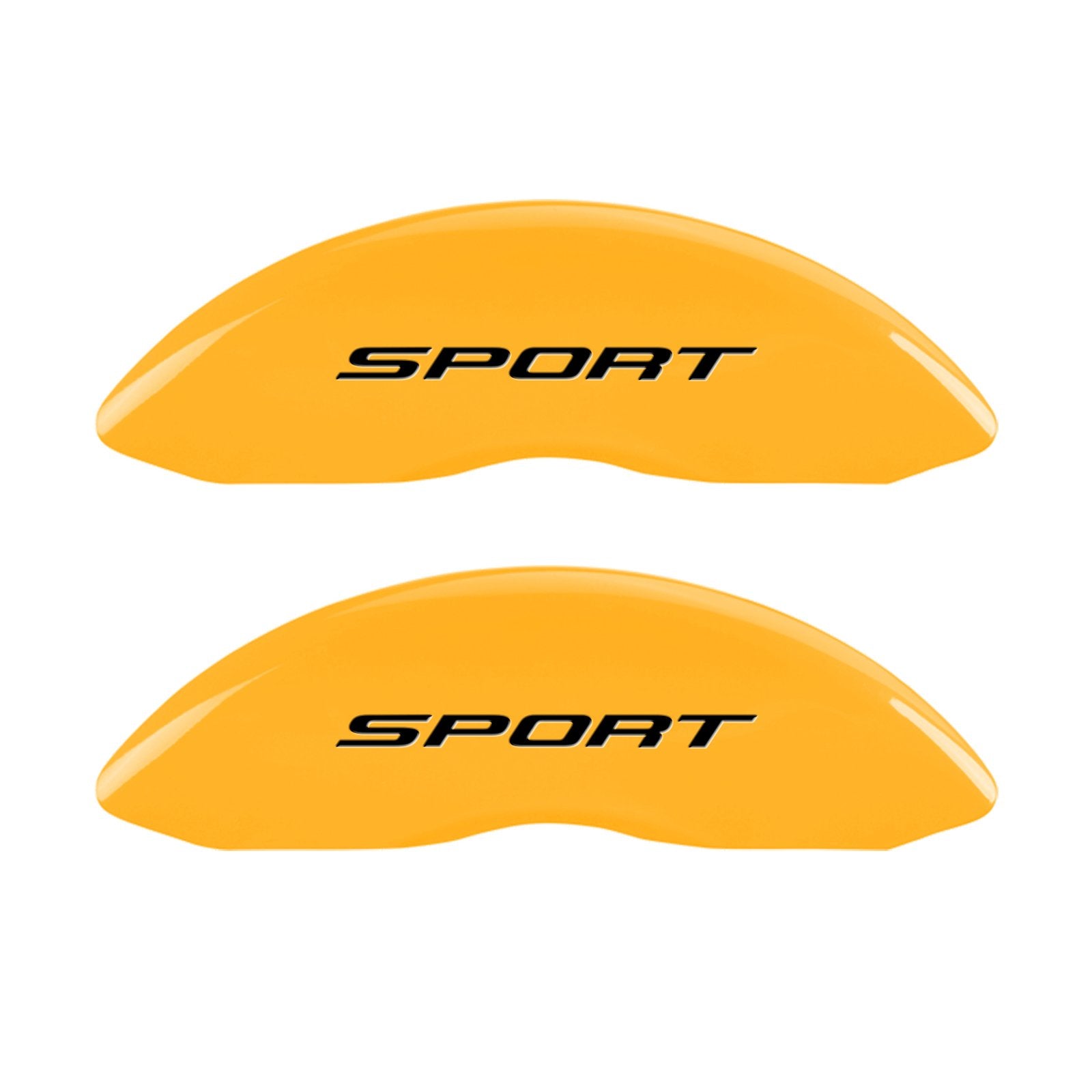 Caliper Covers MGP 10241SSP2YL Yellow (Set of 4, Engraved Front and Rear: No Bolts/Sport 2015, Yellow powder coat finish, black characters)