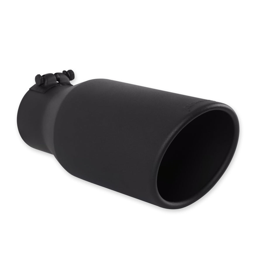 Flowmaster Exhaust Tip 15405B 5 Inch Angle Cut Black Ceramic Coated 304 Stainless Steel Fits 3.5 Inch Tubing 12 Inch Long - Clamp On - Sold Individually