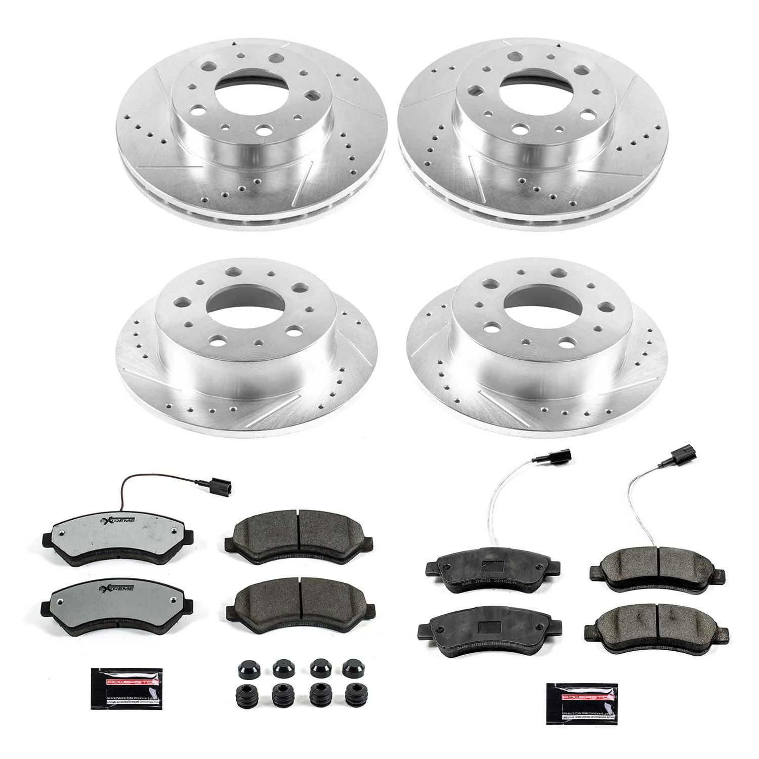 Power Stop K8361-36 Z36 Truck & Tow Front and Rear Brake Kit, Carbon Fiber Ceramic Brake Pads and Drilled/Slotted Brake Rotors